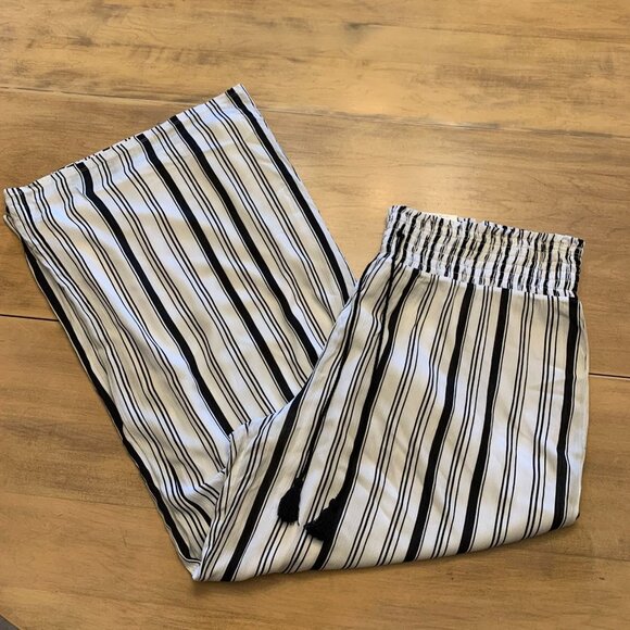 NWT INC International Concepts Luster Stripe Mid Elastic Crinkle Wide Leg Pants - Picture 3 of 8